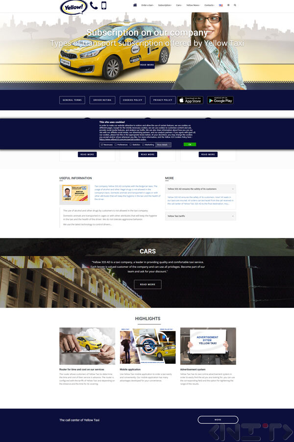 Website development for Yellow Taxi by NIT-New Internet Technologies Ltd_1